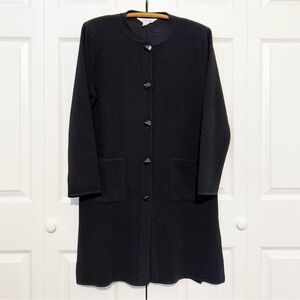 Exclusively Misook Black Longline Cardigan Blazer Jacket Medium Ribbed Knit